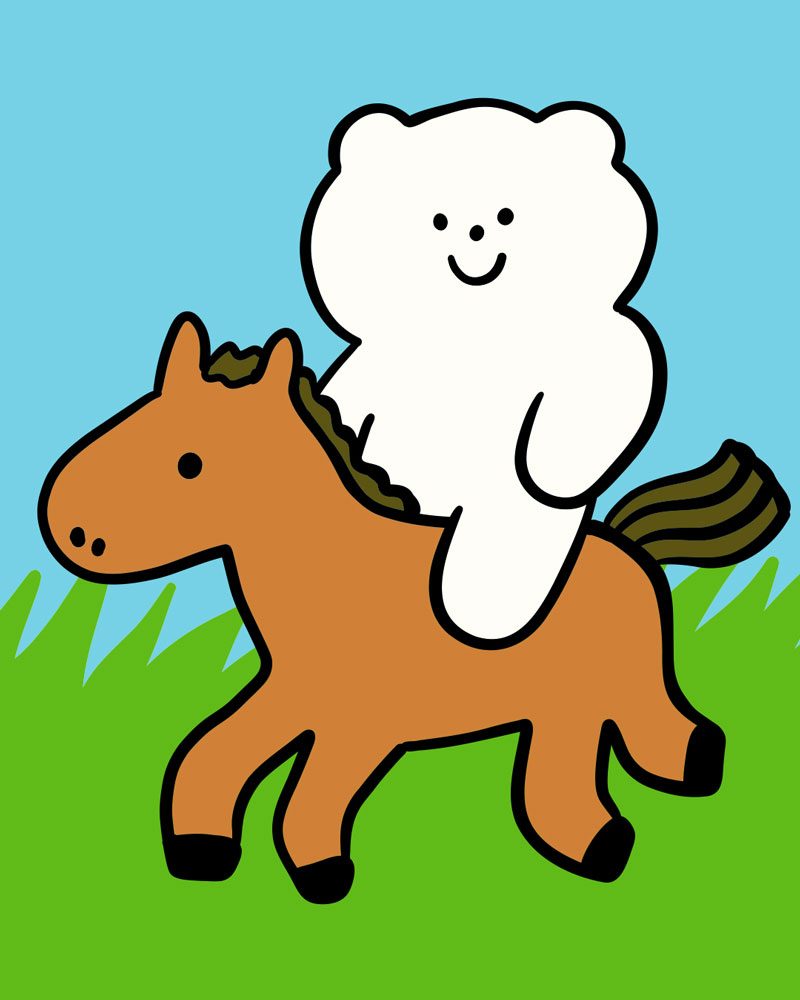 馬に乗るくま子